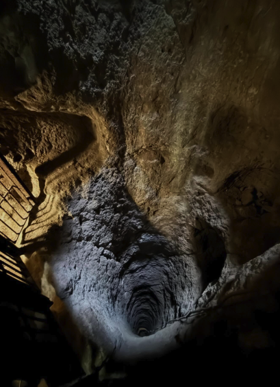 A deep ventilation shaft at Derinkuyu, part of the 85-metre network